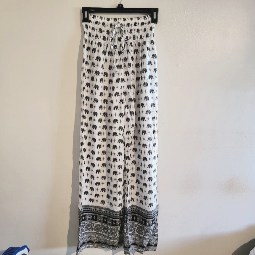 🌿Boho Bohemian Indian Style Wide Leg Elephant Print Yoga Hippie Pants